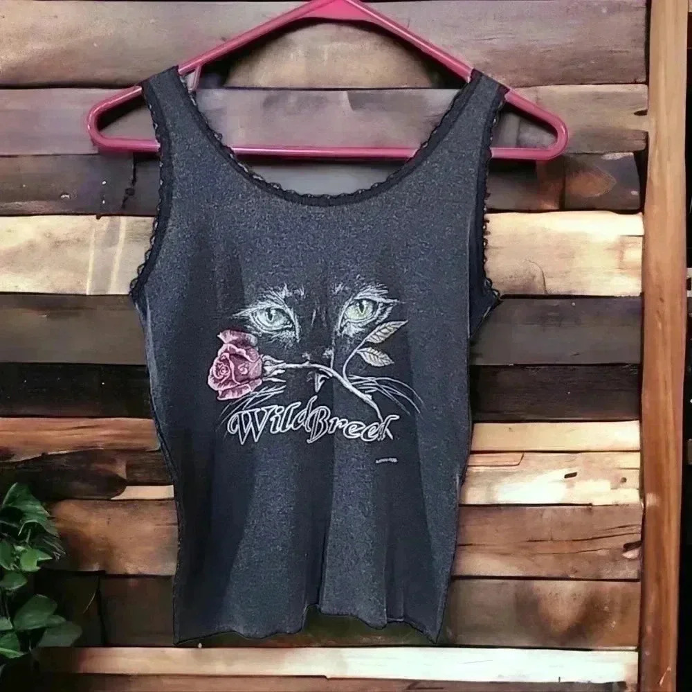 Vintage 1998 Wild Breed Cat Eyes Graphic Tank Top. Dead stock. Size Medium - Picture 2 of 12